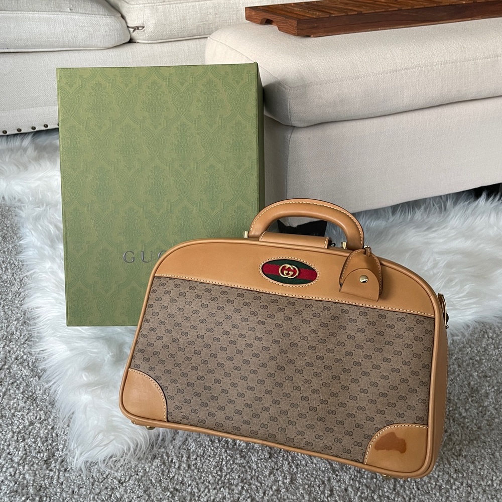 gucci vintage mini luggage travel bag briefcase suitcase spell out G logo